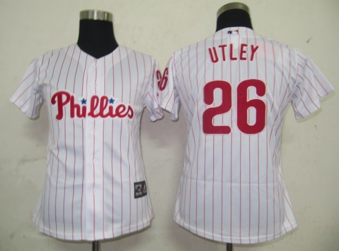 Philadephia Phillis 26 Utley white MLB Women Jerseys